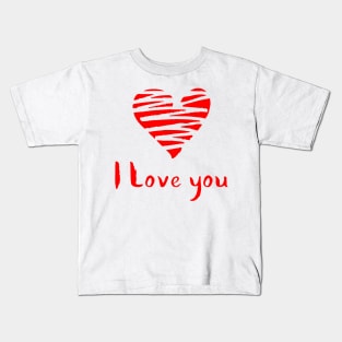 Red Heart and I Love You Calligraphy Kids T-Shirt